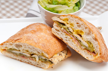 Image showing Italian ciabatta panini sandwich chicken