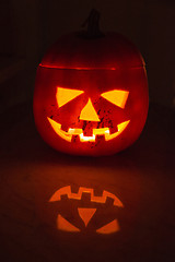 Image showing Illuminated halloween pumpkin