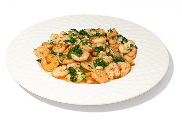 Image showing garlic prawns