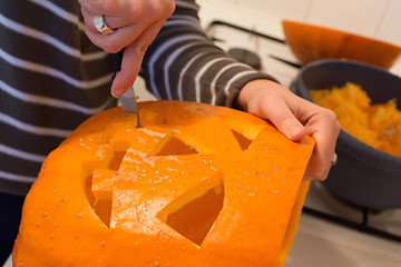 Image showing Halloween jack o lantern preparation