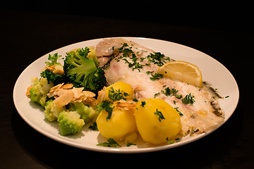 Image showing Dover sole fish dinner