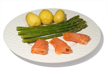 Image showing Asparagus with Salmon