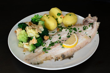 Image showing Dover sole fish dinner