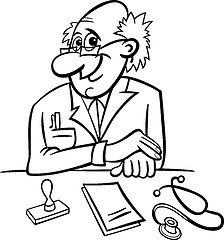 Image showing doctor in clinic black and white cartoon