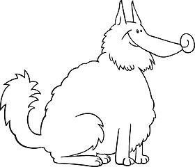 Image showing spitz dog cartoon for coloring book