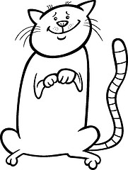 Image showing cute cat cartoon for coloring book