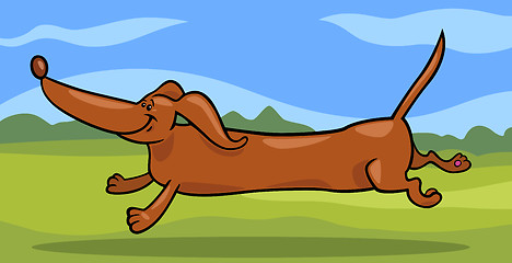 Image showing running dachshund dog cartoon illustration