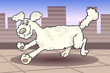 Image showing running poodle dog cartoon illustration