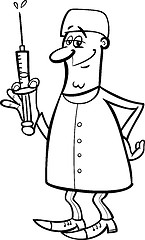 Image showing doctor or surgeon black and white cartoon