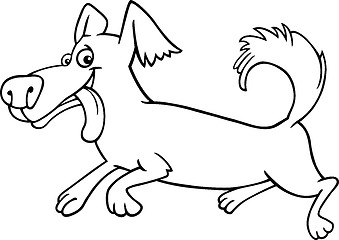 Image showing running little dog cartoon for coloring