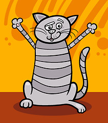 Image showing happy tabby cat cartoon illustration