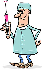 Image showing doctor with syringe cartoon illustration