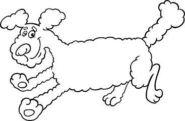 Image showing running poodle cartoon for coloring