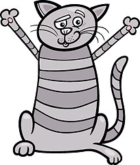Image showing happy tabby cat cartoon illustration
