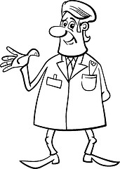 Image showing medic doctor black and white cartoon