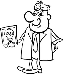 Image showing doctor with xray black and white cartoon