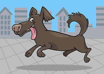 Image showing running little dog cartoon illustration