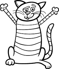 Image showing happy cat cartoon for coloring book