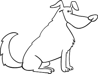 Image showing sitting dog cartoon for coloring book