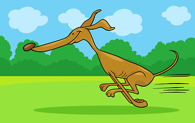 Image showing running greyhound cartoon illustration