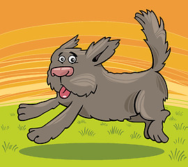 Image showing running shaggy dog cartoon illustration