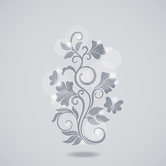 Image showing Grayscale floral element
