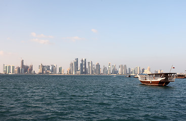 Image showing Doha skyline and dhow end 2012