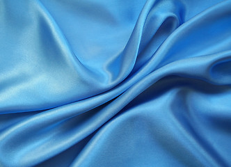 Image showing Smooth elegant blue silk as background