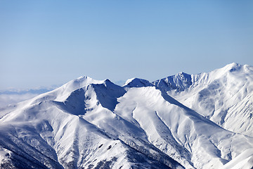 Image showing Snowy mountains. Caucasus Mountains, Georgia, ski resort Gudauri