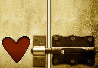 Image showing lockable door and heart, valentines day