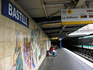 Image showing Bastille Metro Station sign - Paris