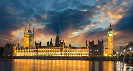 Image showing Big Ben and House of Parliament at River Thames International La