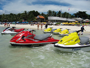 Image showing Jet Ski Moored in the Thailand Sea
