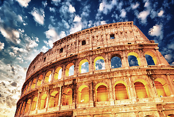 Image showing Wonderful view of Colosseum in all its magnificience - Autumn su