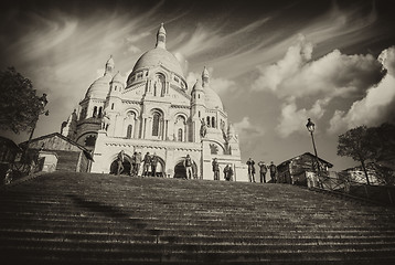 Image showing Beautiful sky in Paris - Montmartre and Sacred Heart Cathedral