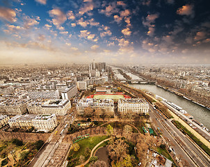 Image showing Wonderful aerial view of Paris from the top of Eiffel Tower - Wi