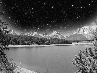 Image showing Wonderful landscape of Grand Teton Lake and Mountains - Wyoming