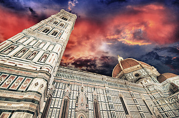 Image showing Beautiful sky colors over Cathedral Church. Duomo, Basilica di S