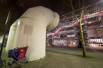 Image showing PARIS - NOV 30: Centre Georges Pompidou (1977) view at night, No