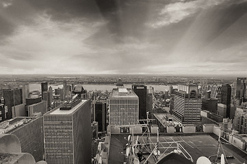 Image showing New York City - Manhattan skyline at winter sunset