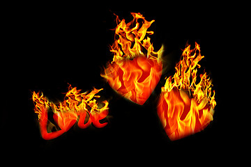 Image showing Burning hearts isolated