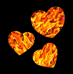 Image showing Burning hearts isolated