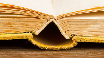 Image showing Old book fanned open