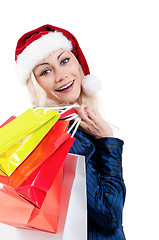 Image showing Christmas woman with shopping bags