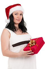 Image showing Pregnant woman with gift box