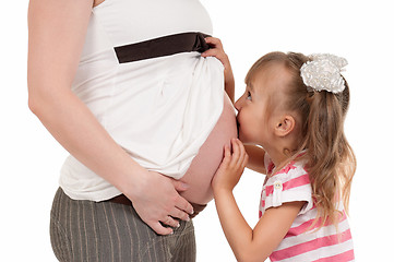 Image showing Pregnant woman with her daughter