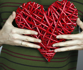 Image showing Hand made red heart