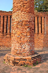 Image showing wall of ruins temple at Ayutthaya Historical Park, THailand 