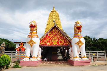 Image showing Wangwiwegaram Temple,Golden Pagoda Indian style in West of Thailand . 