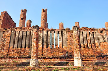 Image showing wall of ruins temple at Ayutthaya Historical Park, THailand 